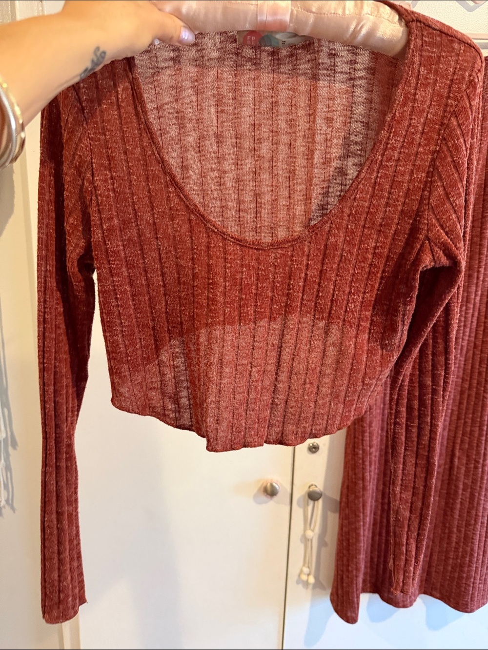 Free people beach rust ribbed lightweight maxi skirt crop top set - Picture 3 of 8